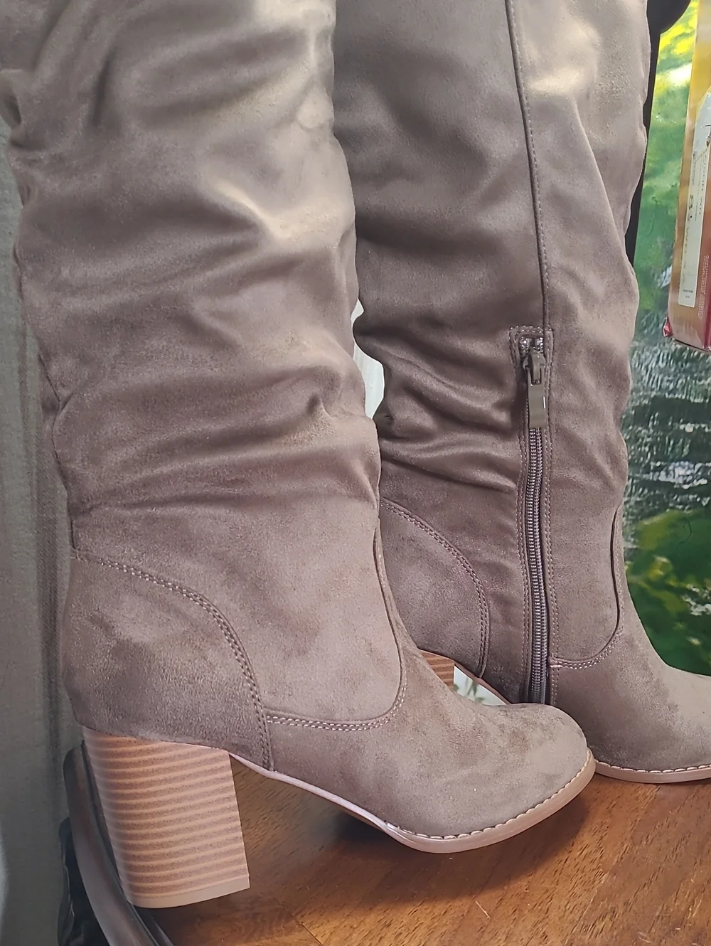 New in box! Journee Kaison Womens 8.5 Wide Calf Taupe Slouch Over the Knee Boots